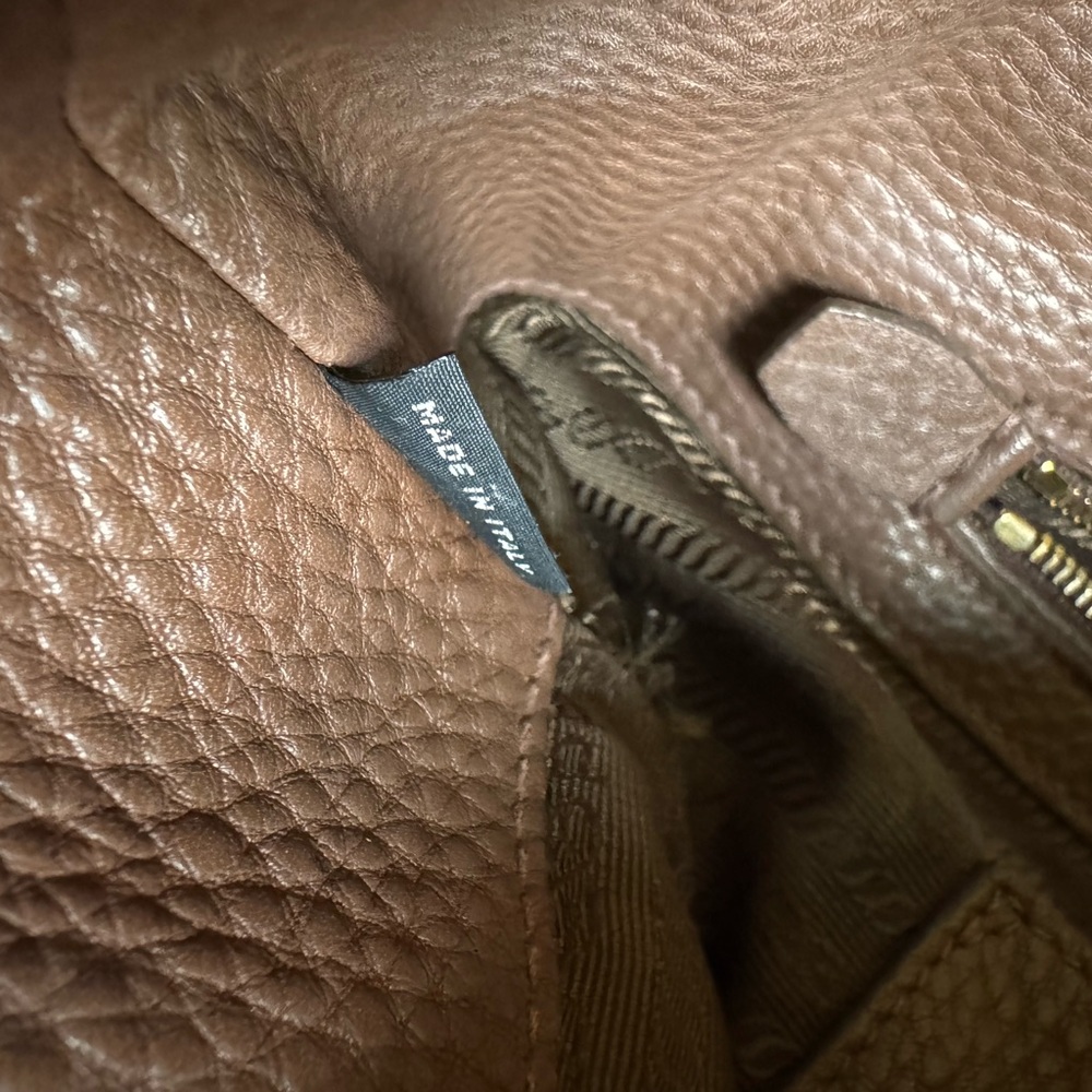 Prada Brown Leather Daino Vitello Tote with Side Pockets - Picture 12 of 13